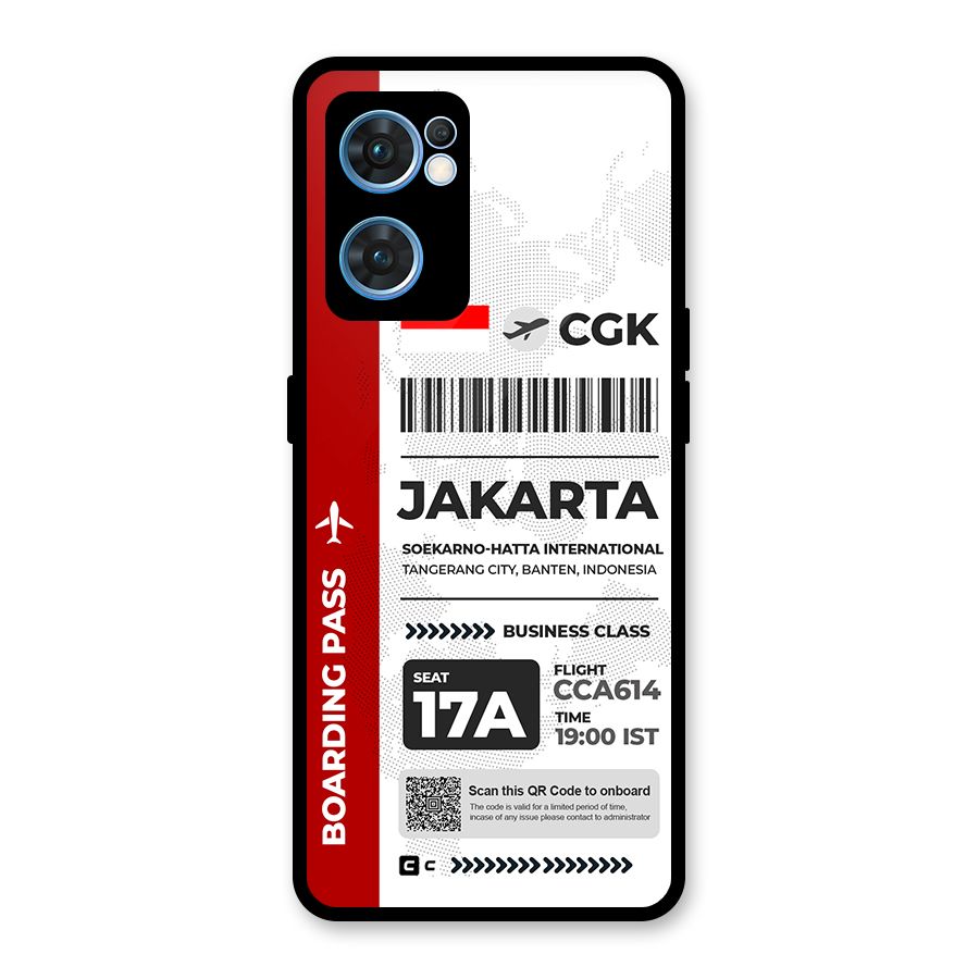 International Boarding Pass Jakarta Glass Back Case for Oppo Reno7 5G