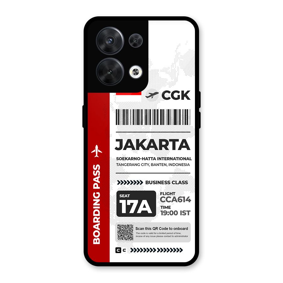 International Boarding Pass Jakarta Glass Back Case for Oppo Reno8 5G