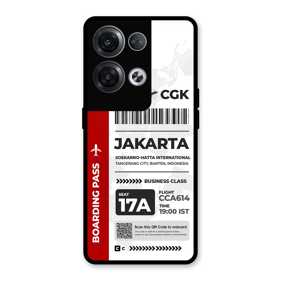 International Boarding Pass Jakarta Glass Back Case for Oppo Reno8 Pro 5G