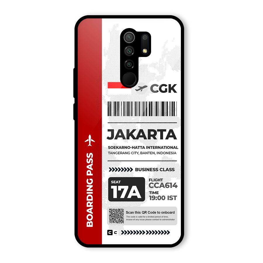 International Boarding Pass Jakarta Glass Back Case for Poco M2