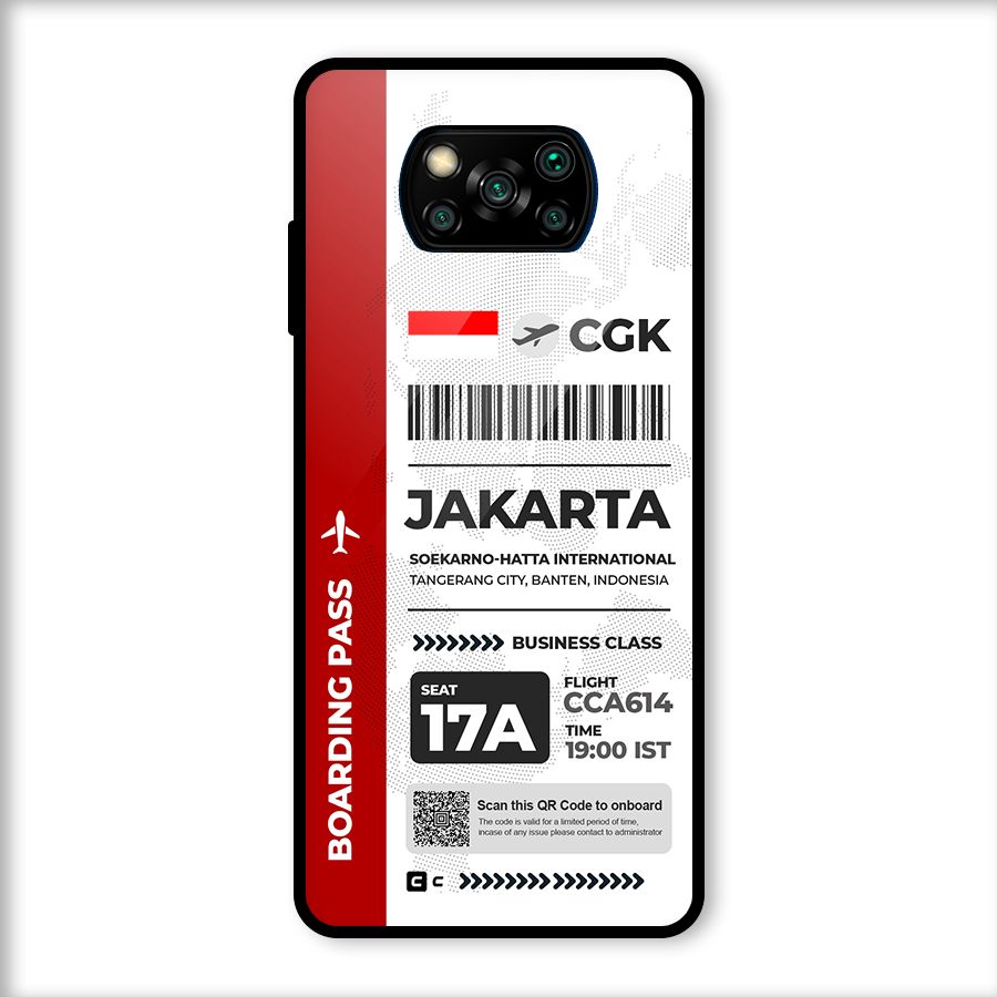 International Boarding Pass Jakarta Glass Back Case for Poco X3