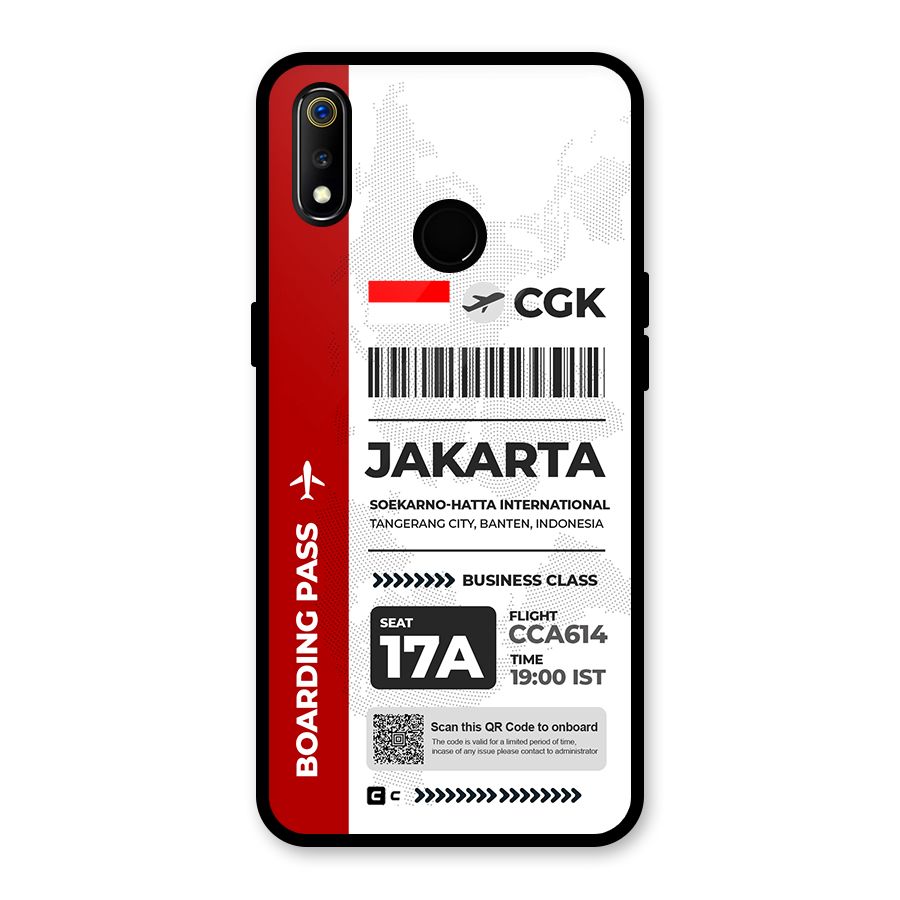 International Boarding Pass Jakarta Glass Back Case for Realme 3i