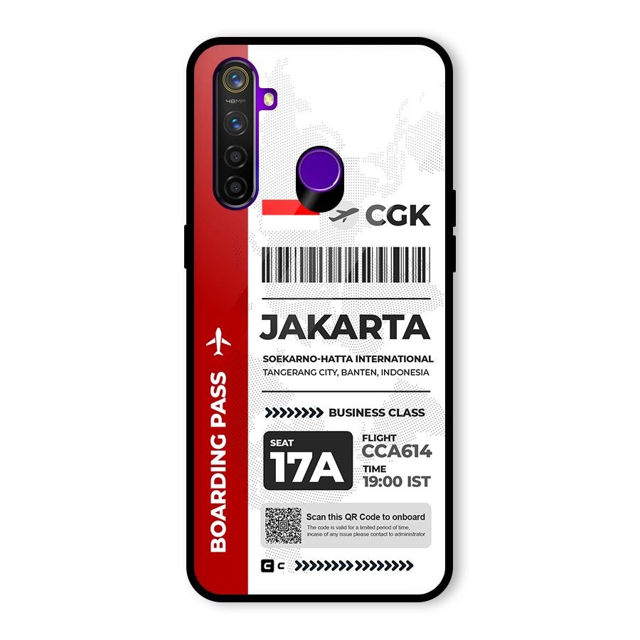 International Boarding Pass Jakarta Glass Back Case for Realme 5 Pro