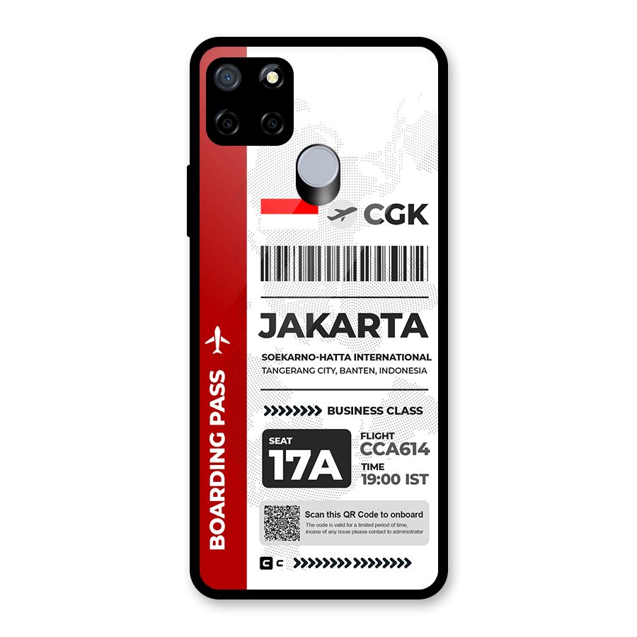 International Boarding Pass Jakarta Glass Back Case for Realme C12