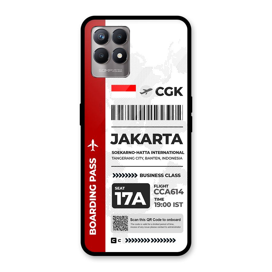 International Boarding Pass Jakarta Glass Back Case for Realme Narzo 50