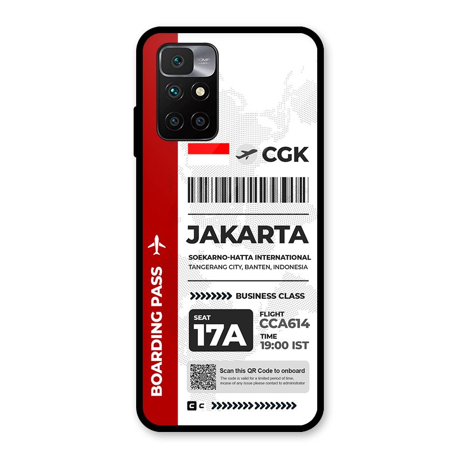 International Boarding Pass Jakarta Glass Back Case for Redmi 10 Prime