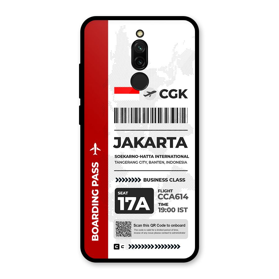 International Boarding Pass Jakarta Glass Back Case for Redmi 8