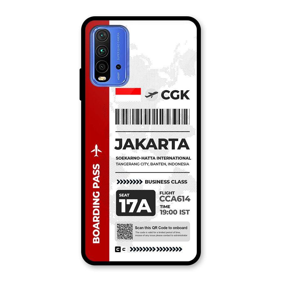 International Boarding Pass Jakarta Glass Back Case for Redmi 9 Power