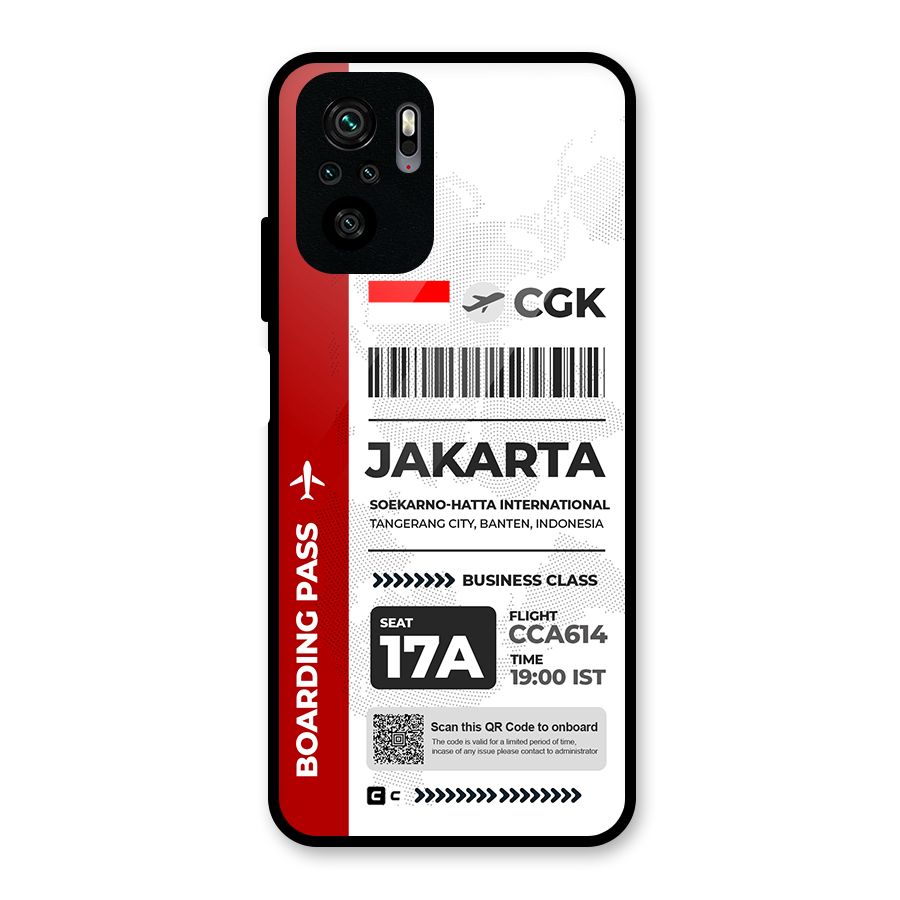 International Boarding Pass Jakarta Glass Back Case for Redmi Note 10