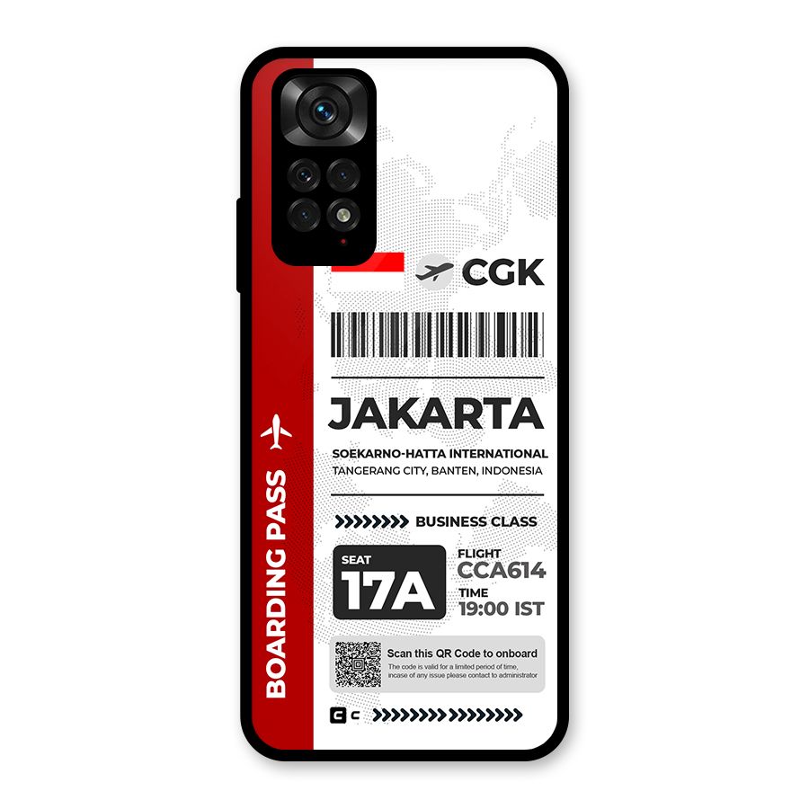 International Boarding Pass Jakarta Glass Back Case for Redmi Note 11S