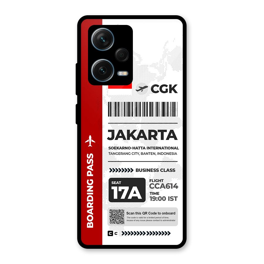 International Boarding Pass Jakarta Glass Back Case for Redmi Note 12 Pro Plus 5G