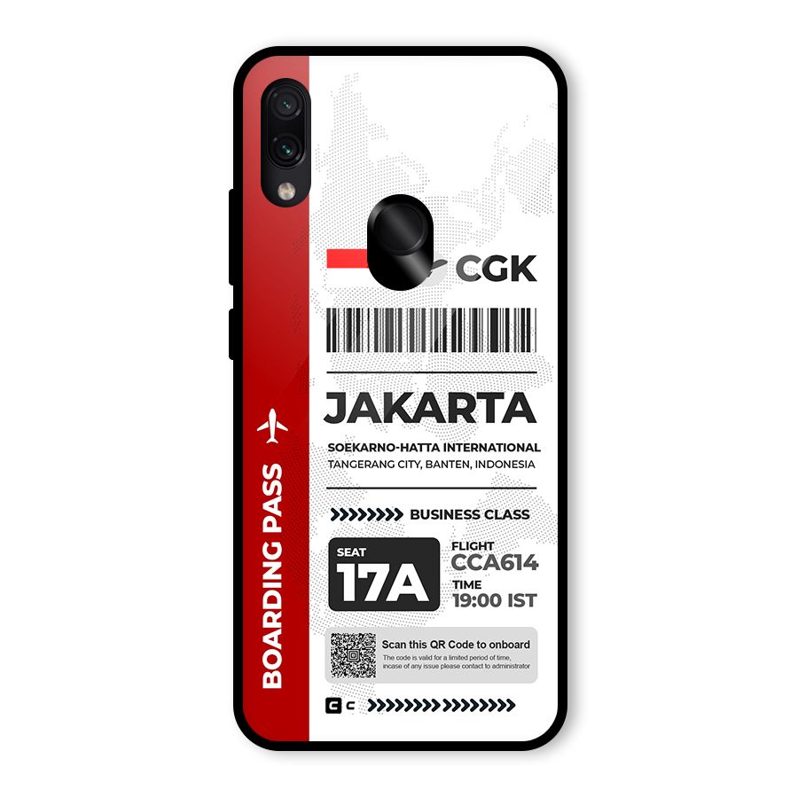 International Boarding Pass Jakarta Glass Back Case for Redmi Note 7S