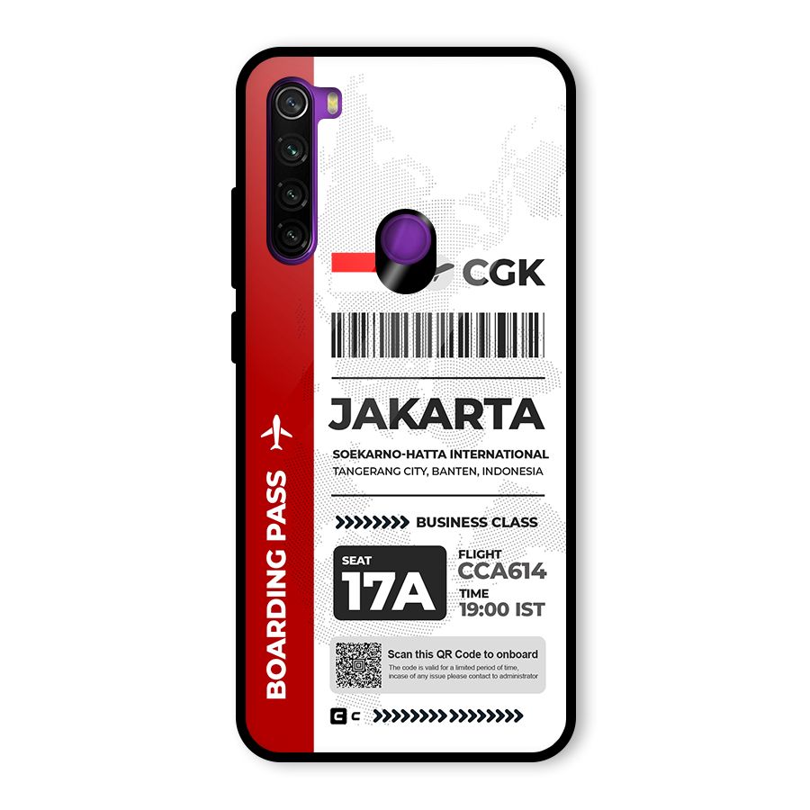 International Boarding Pass Jakarta Glass Back Case for Redmi Note 8