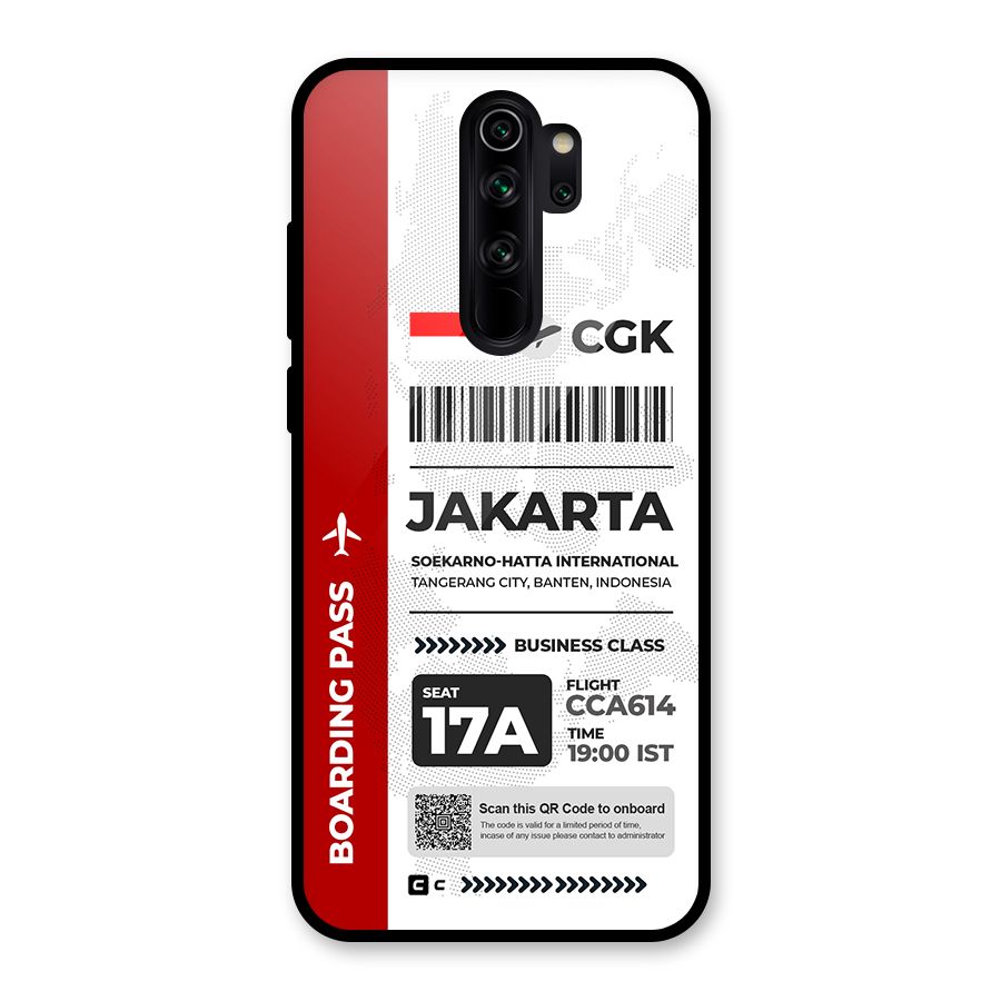 International Boarding Pass Jakarta Glass Back Case for Redmi Note 8 Pro