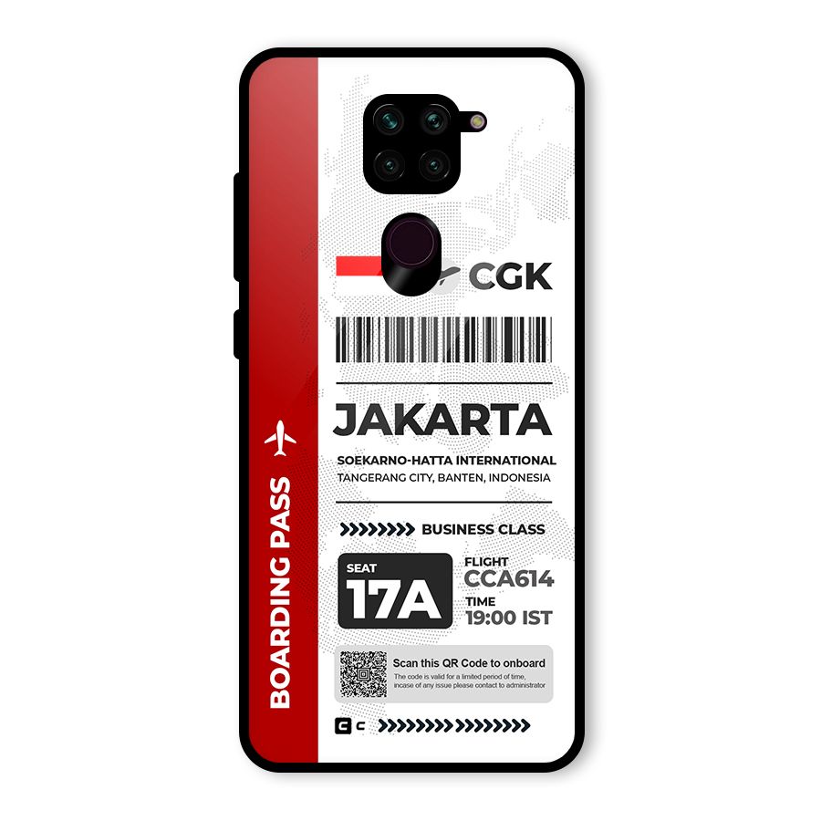 International Boarding Pass Jakarta Glass Back Case for Redmi Note 9
