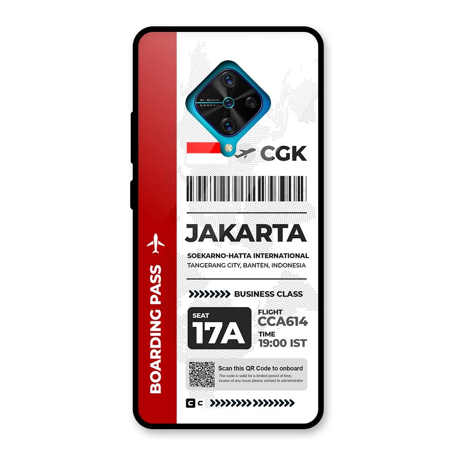 International Boarding Pass Jakarta Glass Back Case for Vivo S1 Pro