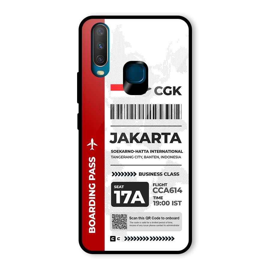 International Boarding Pass Jakarta Glass Back Case for Vivo U10