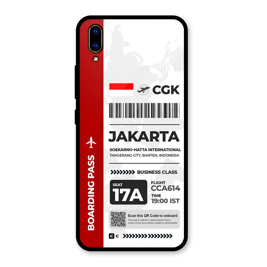 International Boarding Pass Jakarta Glass Back Case for Vivo V11 Pro