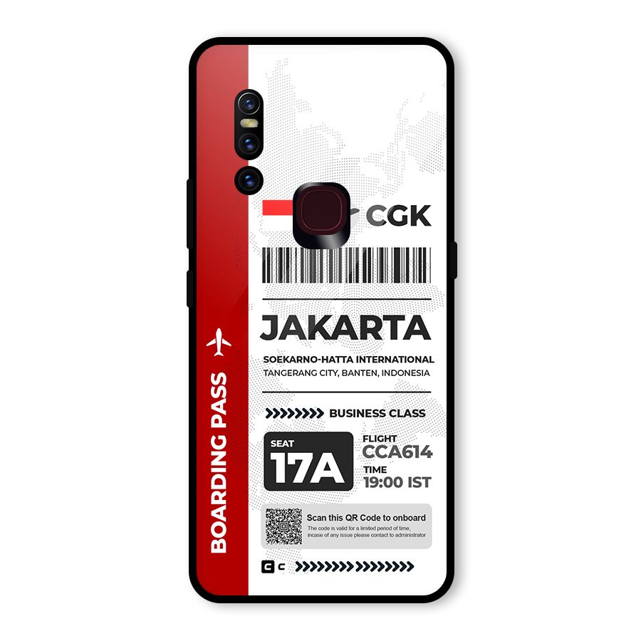 International Boarding Pass Jakarta Glass Back Case for Vivo V15