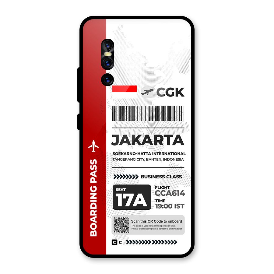 International Boarding Pass Jakarta Glass Back Case for Vivo V15 Pro