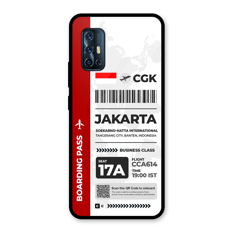 International Boarding Pass Jakarta Glass Back Case for Vivo V17