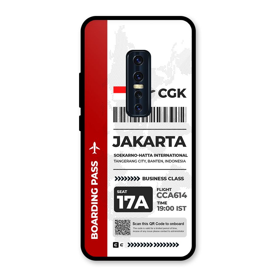 International Boarding Pass Jakarta Glass Back Case for Vivo V17 Pro