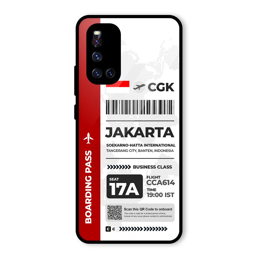 International Boarding Pass Jakarta Glass Back Case for Vivo V19