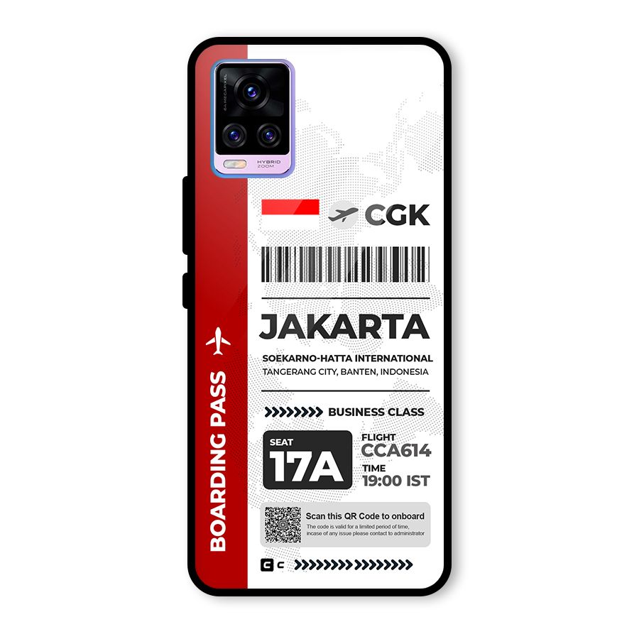 International Boarding Pass Jakarta Glass Back Case for Vivo V20 Pro