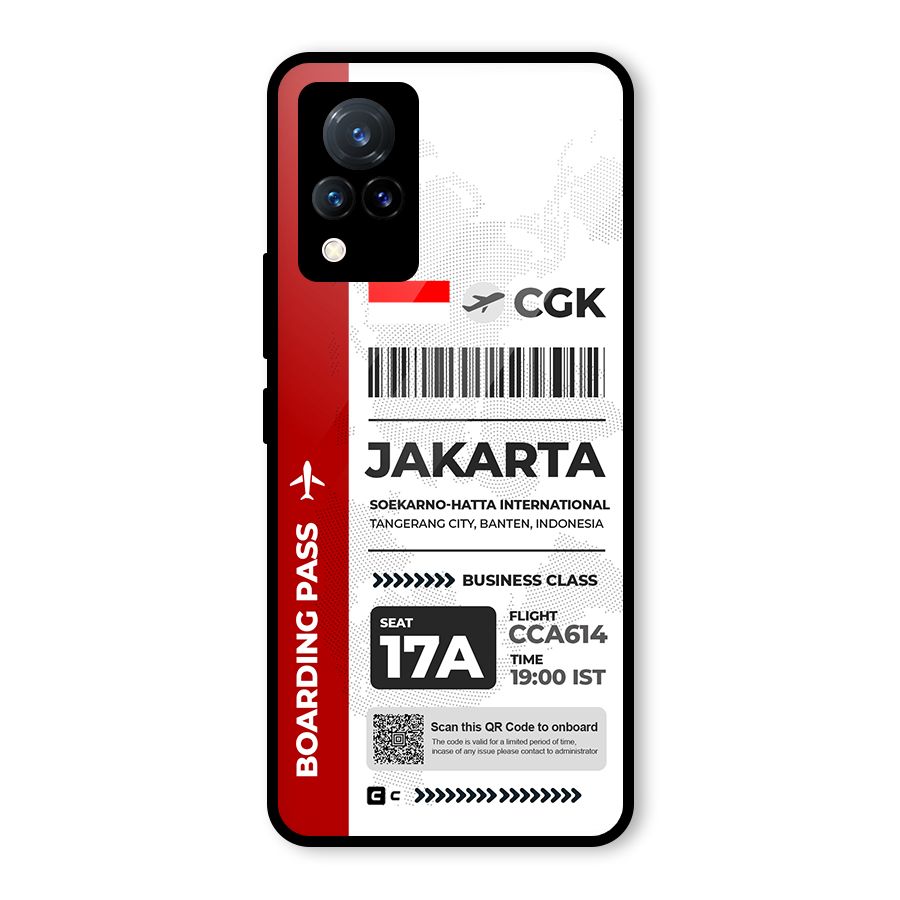 International Boarding Pass Jakarta Glass Back Case for Vivo V21 5G