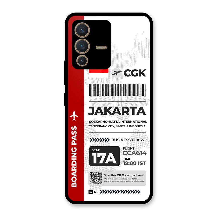 International Boarding Pass Jakarta Glass Back Case for Vivo V23 5G