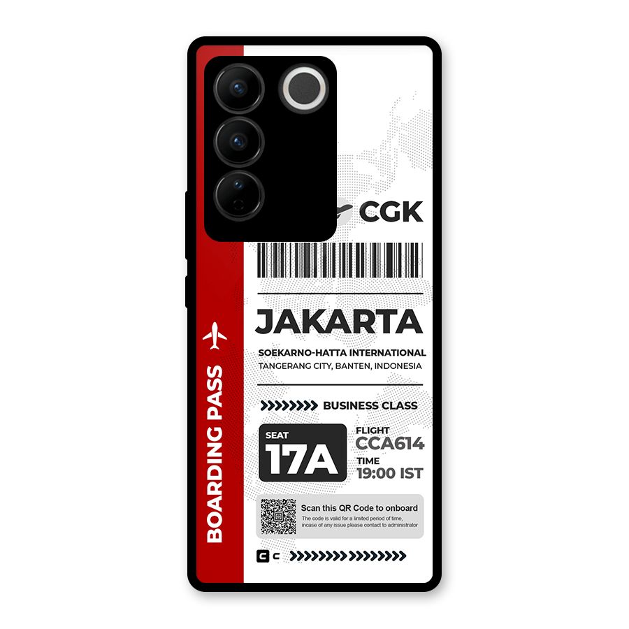 International Boarding Pass Jakarta Glass Back Case for Vivo V27 Pro