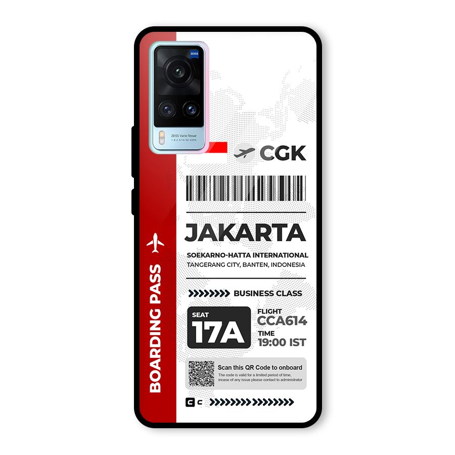 International Boarding Pass Jakarta Glass Back Case for Vivo X60