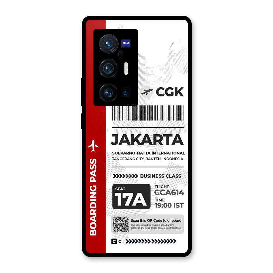 International Boarding Pass Jakarta Glass Back Case for Vivo X70 Pro Plus