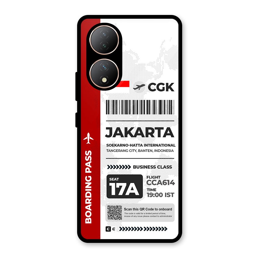 International Boarding Pass Jakarta Glass Back Case for Vivo Y100A