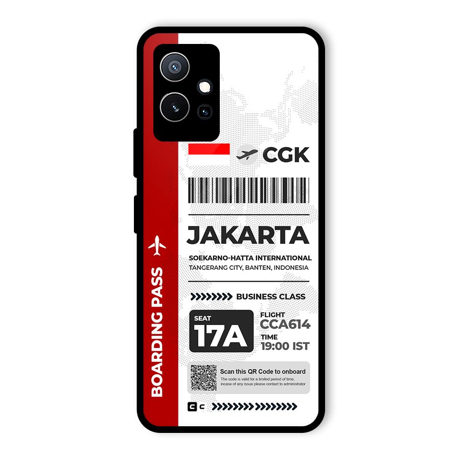 International Boarding Pass Jakarta Glass Back Case for Vivo Y75 5G