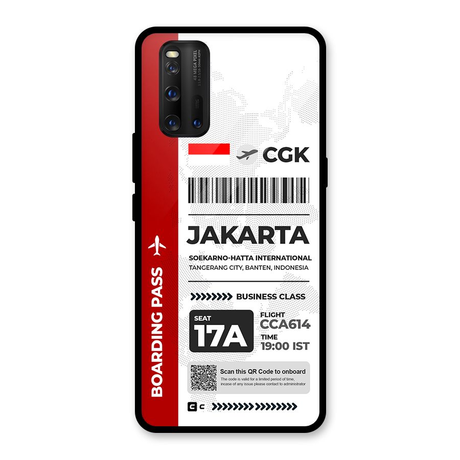 International Boarding Pass Jakarta Glass Back Case for Vivo iQOO 3