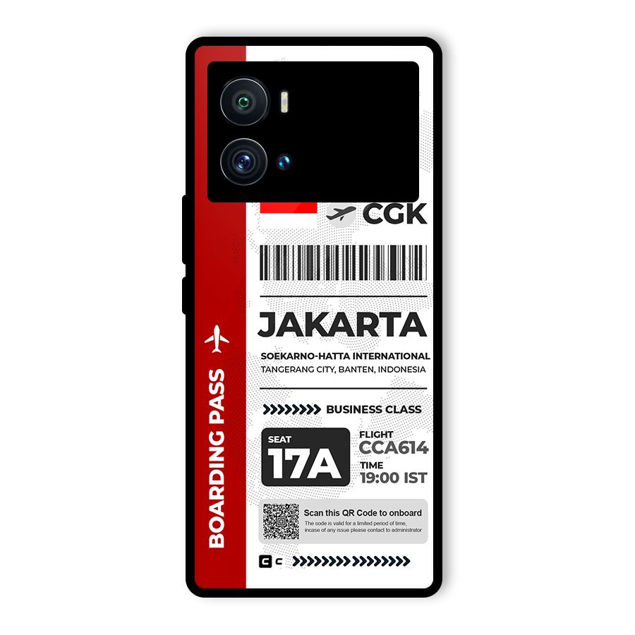 International Boarding Pass Jakarta Glass Back Case for Vivo iQOO 9 Pro