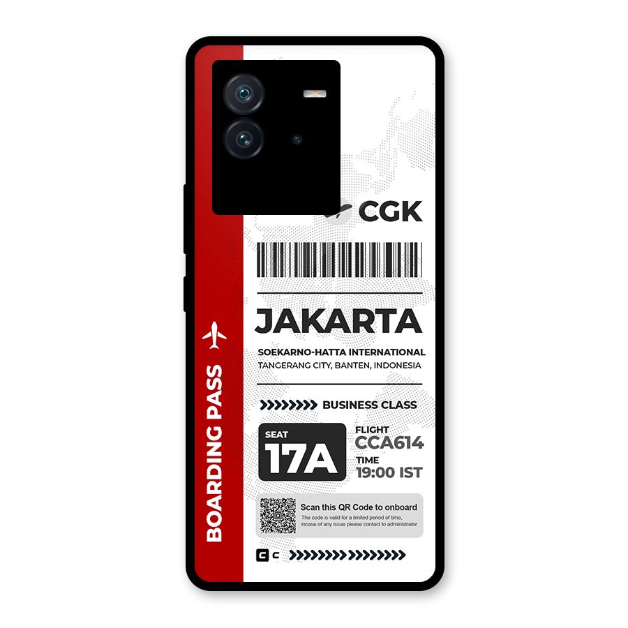 International Boarding Pass Jakarta Glass Back Case for Vivo iQOO Neo 6 5G
