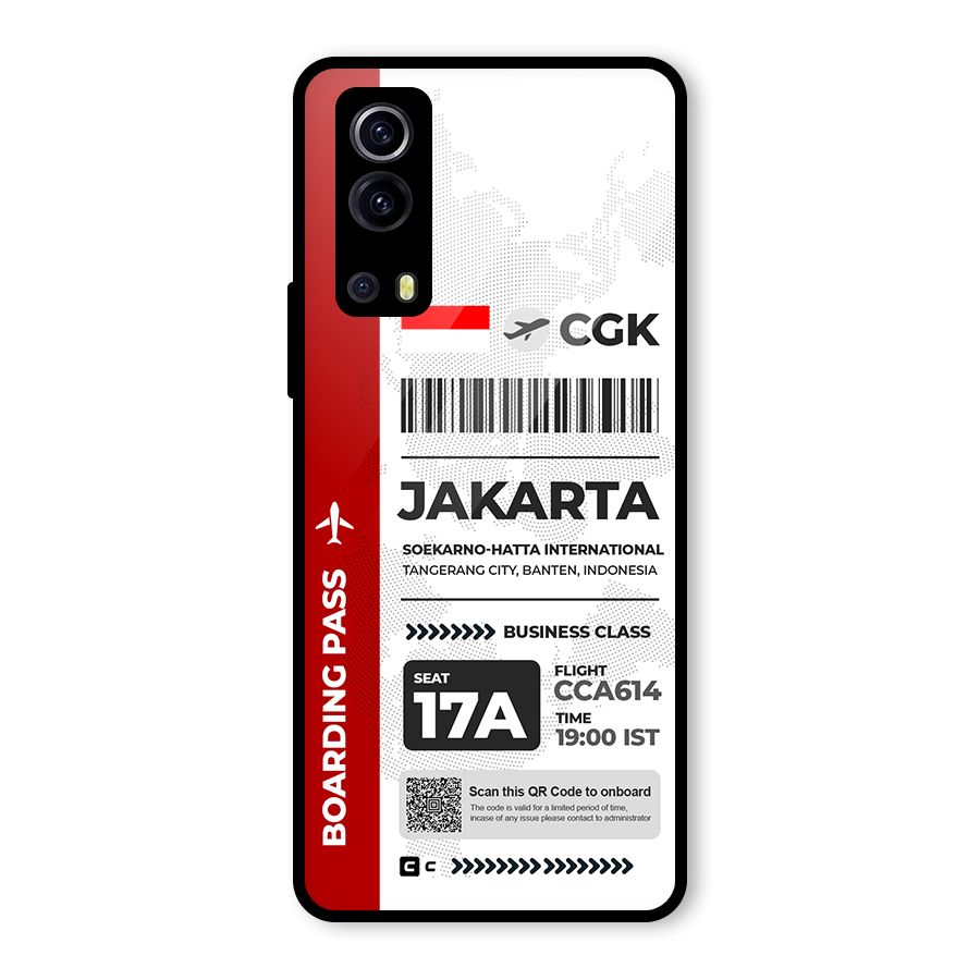 International Boarding Pass Jakarta Glass Back Case for Vivo iQOO Z3