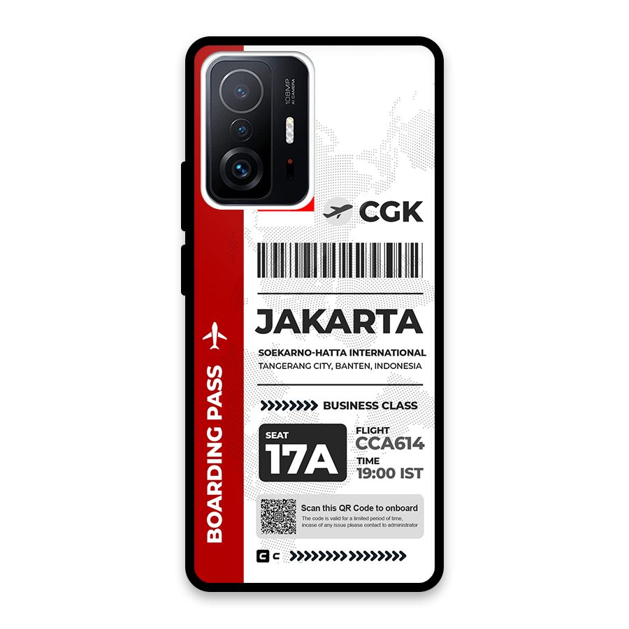International Boarding Pass Jakarta Glass Back Case for Xiaomi 11T Pro