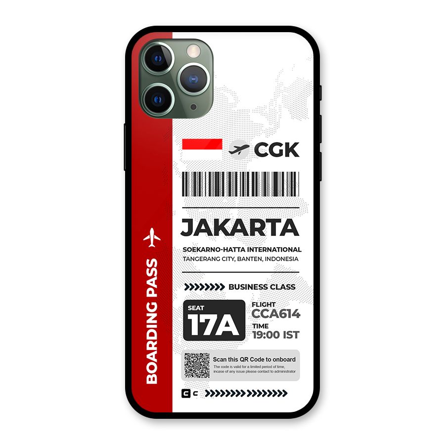 International Boarding Pass Jakarta Glass Back Case for iPhone 11 Pro