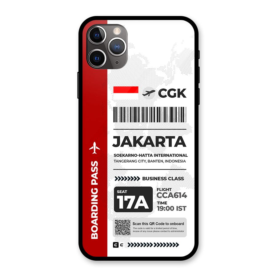 International Boarding Pass Jakarta Glass Back Case for iPhone 11 Pro Max