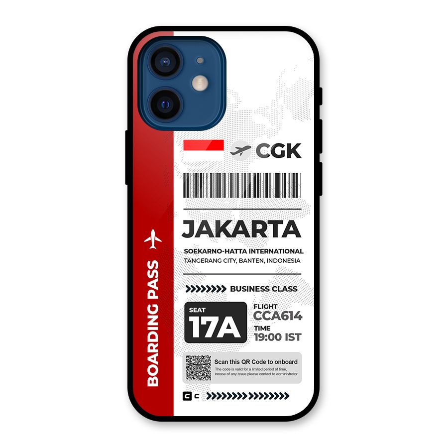 International Boarding Pass Jakarta Glass Back Case for iPhone 12 Mini