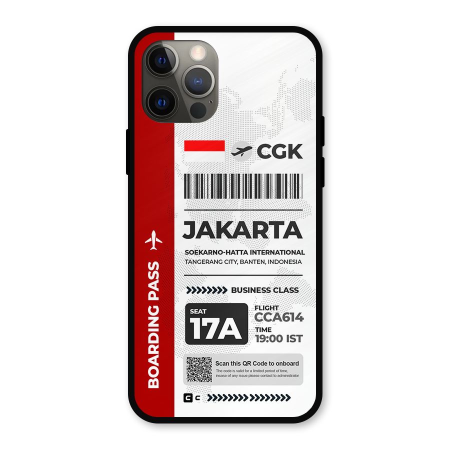International Boarding Pass Jakarta Metal Back Case for iPhone 12 Pro