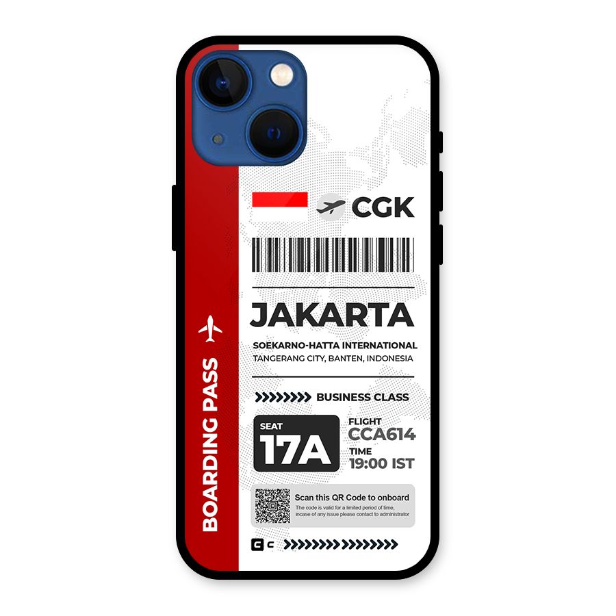 International Boarding Pass Jakarta Glass Back Case for iPhone 13 Mini