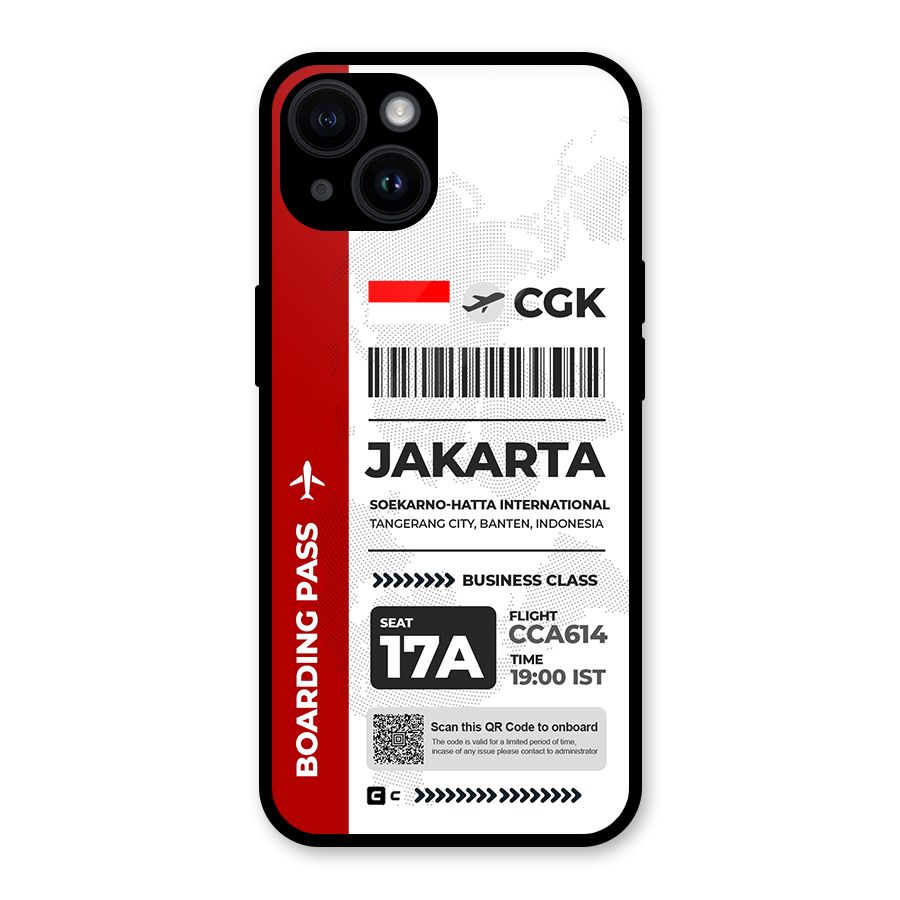 International Boarding Pass Jakarta Glass Back Case for iPhone 14