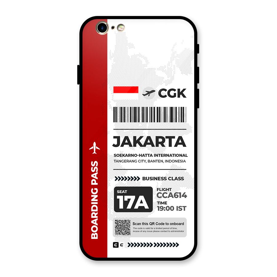 International Boarding Pass Jakarta Glass Back Case for iPhone 6 6S