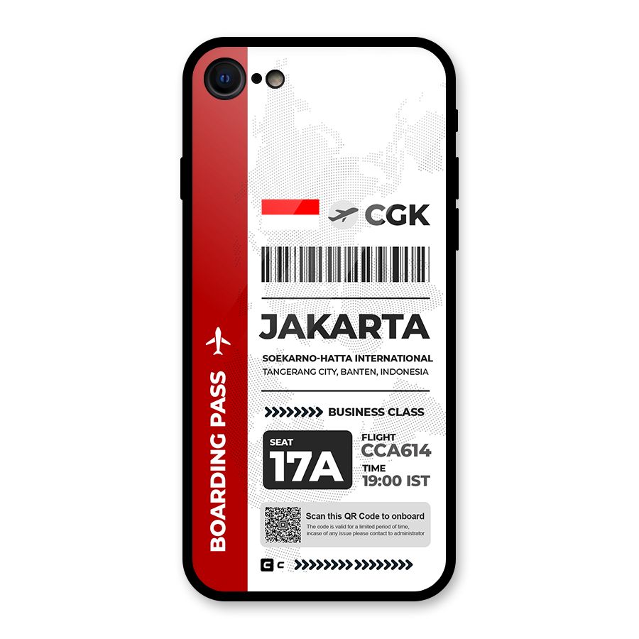 International Boarding Pass Jakarta Glass Back Case for iPhone 7