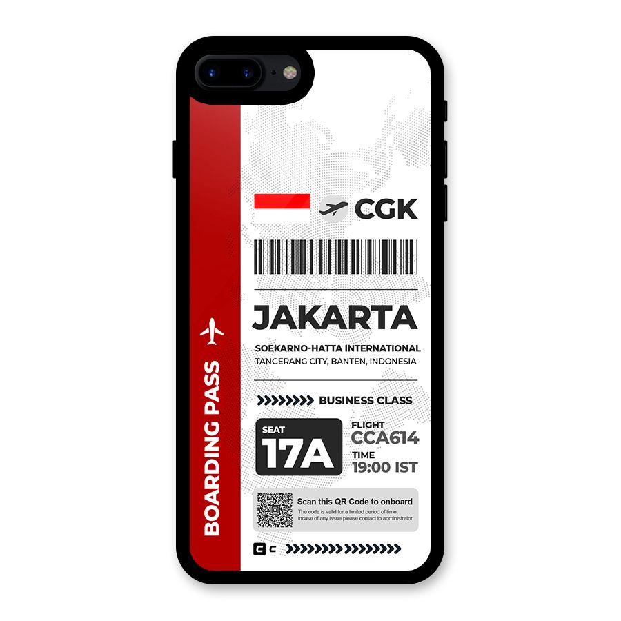International Boarding Pass Jakarta Glass Back Case for iPhone 8 Plus