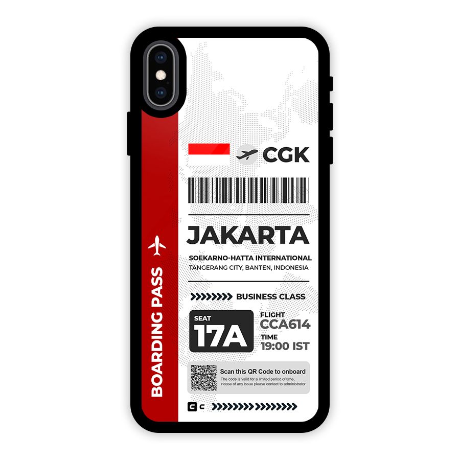 International Boarding Pass Jakarta Glass Back Case for iPhone XS Max